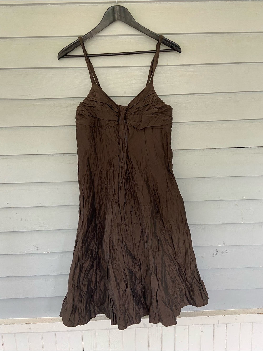 iris Brown Crinkled Babydoll Dress